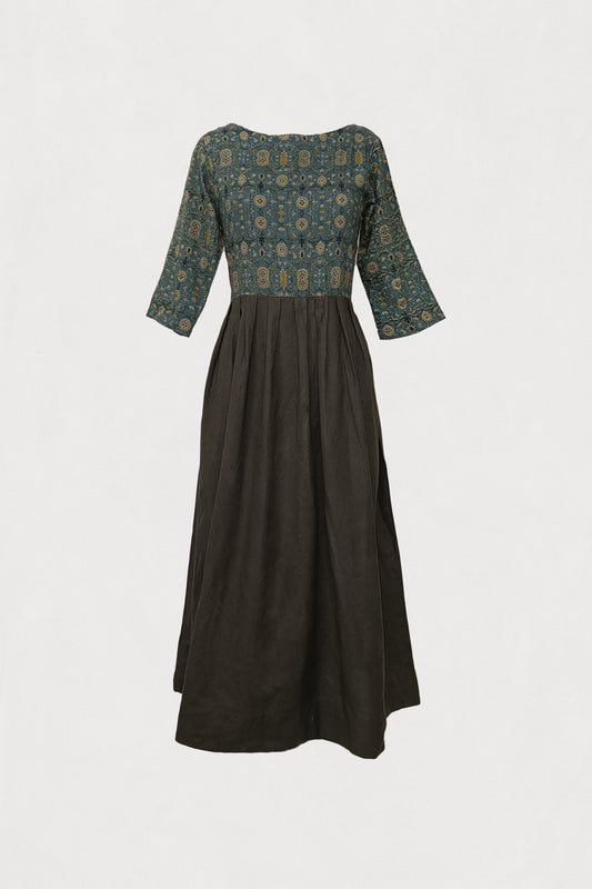 Pleated  Kurta - Ajrakh