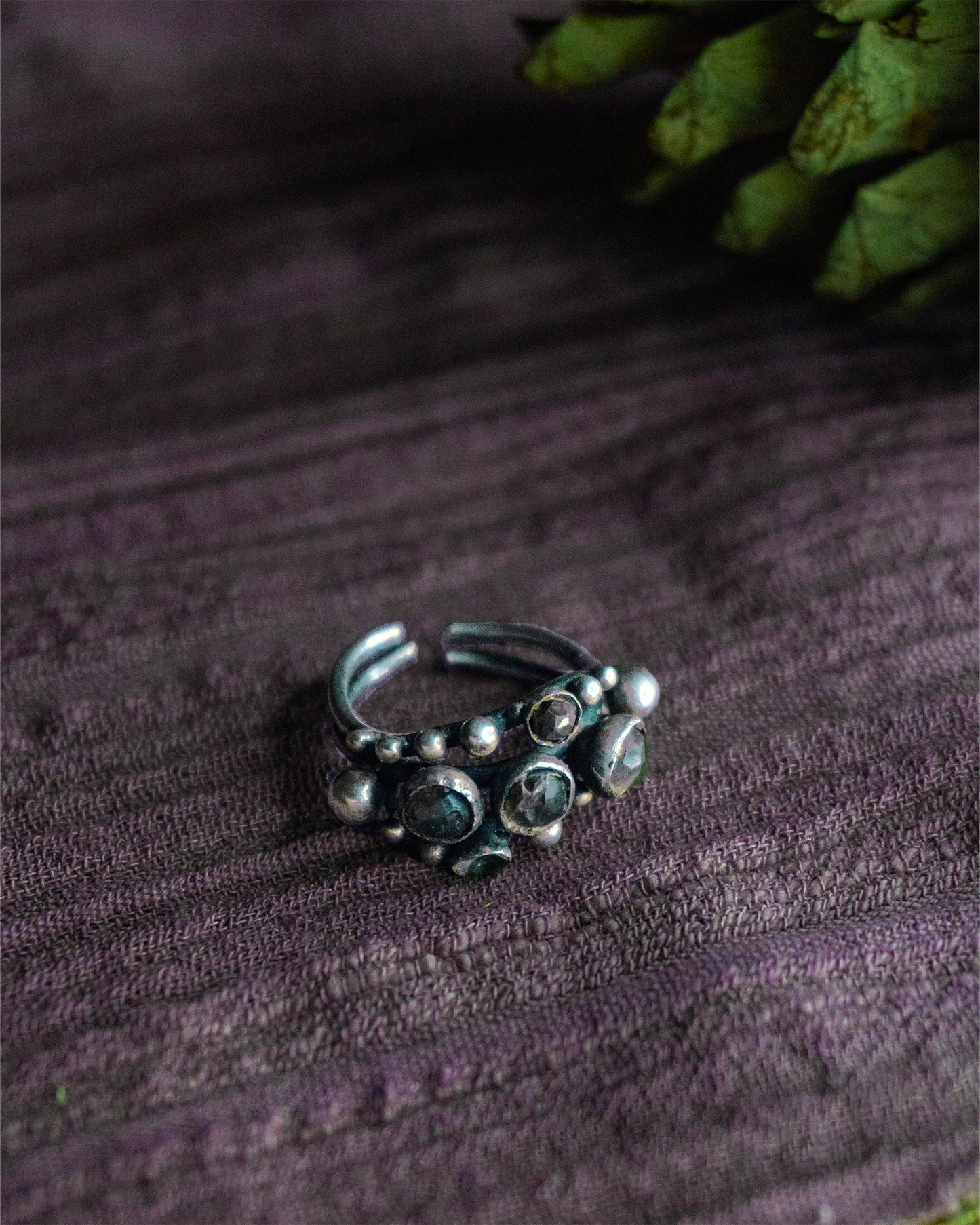 Lajwanti ring - Silver with semi-precious stones