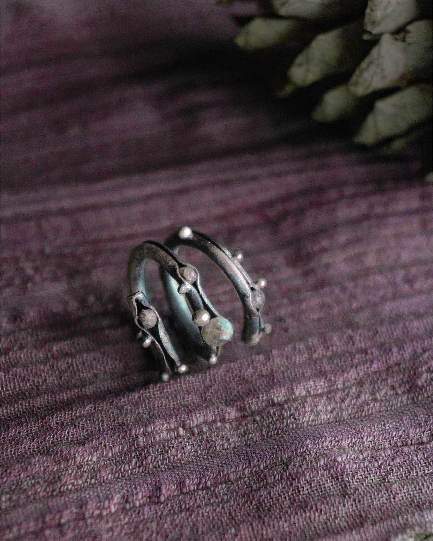 Saiba ring - Silver with semi-precious stones