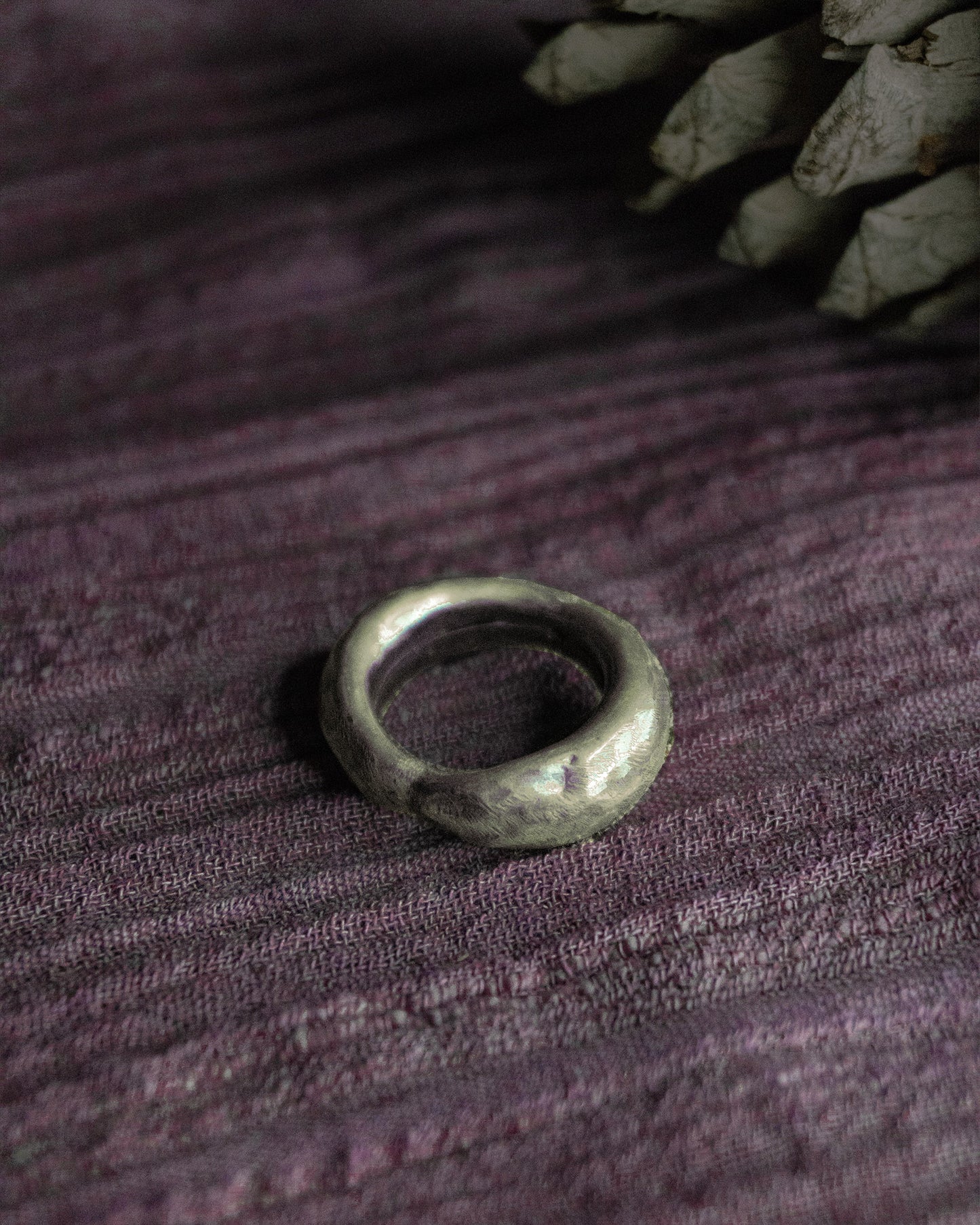 Mahnoor Ring - Handbeaten Silver Band