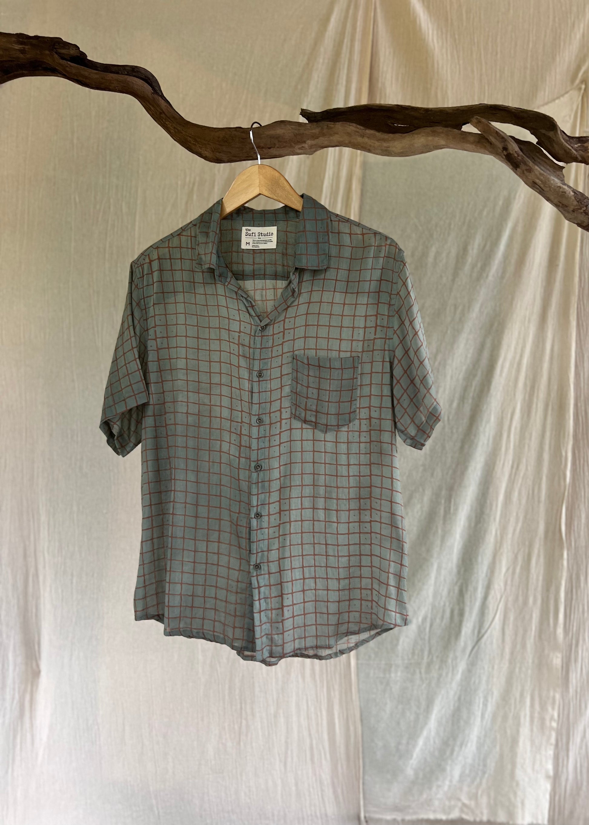 half sleeved mens shirt in marine checks