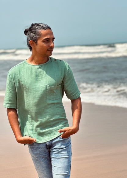 half sleeve mens shirt in marine