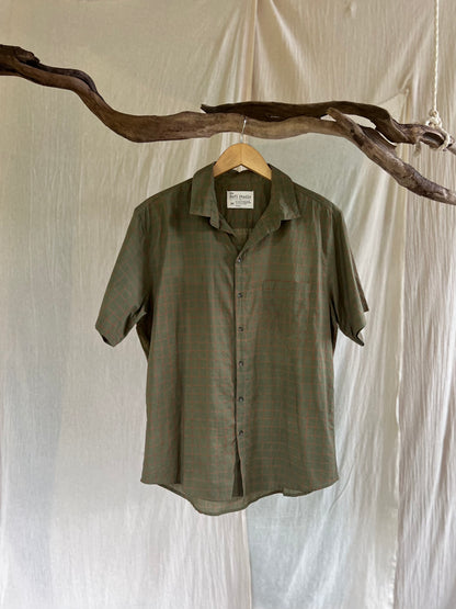 half sleeved mens shirt in olive checks