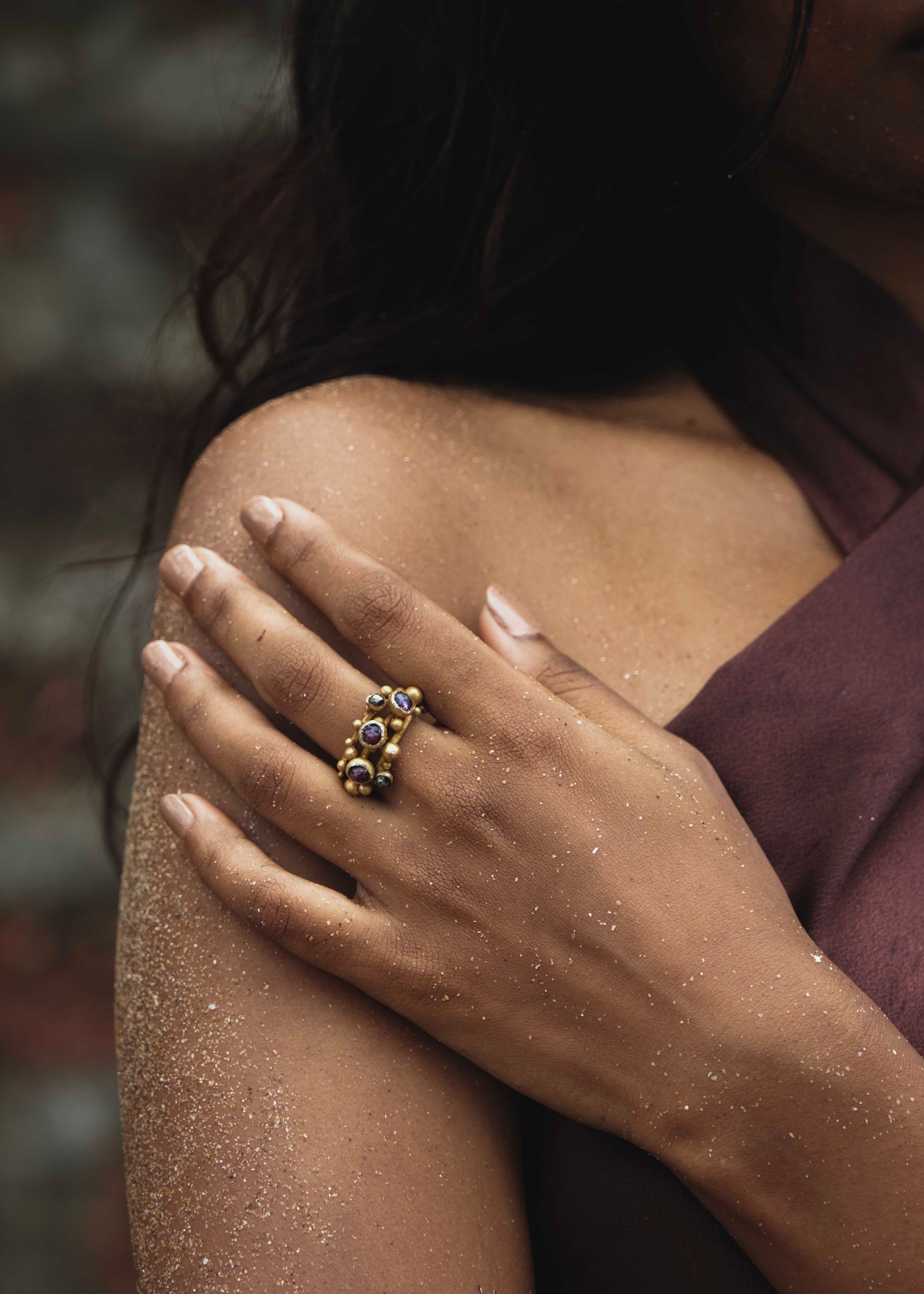 Gold plated stone ring